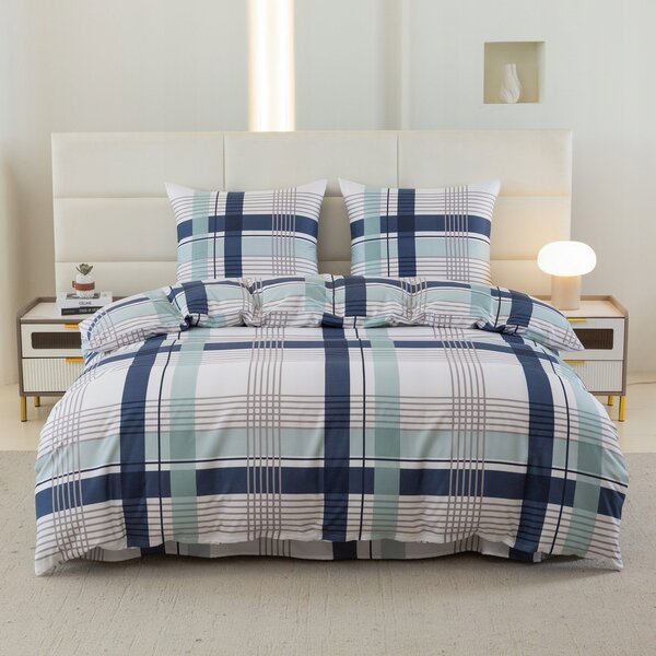 Povlečení 220x200 3 Č. povlečení 70x80 hladké Eusebia Home kostkovaný zip