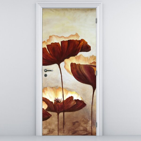 Fototapeta na dveře - Červené květiny (95x205cm)