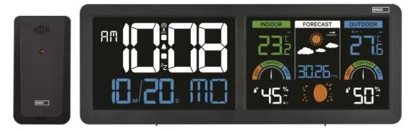Meteostanice s barevným LCD displejem a budíkem 5V 3xAAA + 2xAA černá