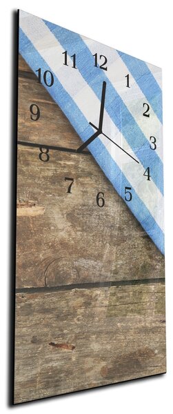 Nástěnné hodiny 30x60cm modrá utěrka na dřevě - plexi