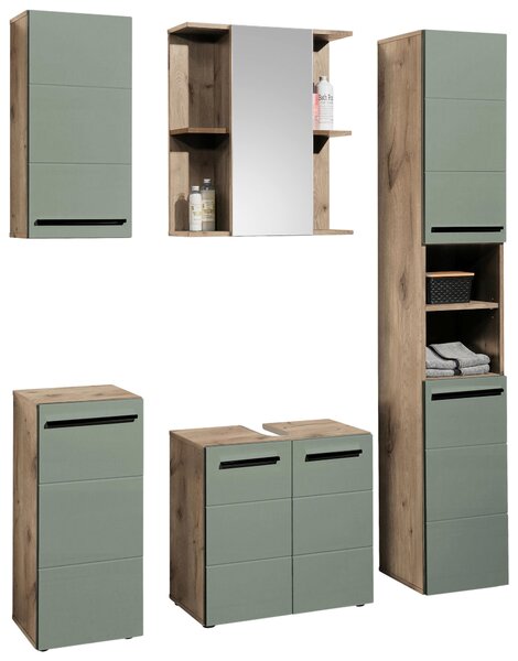 SKŘÍŇKA POD UMYVADLO, zelená, barvy dubu, 60/62/31 cm Xora - Koupelnové série