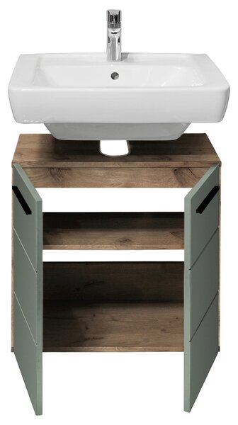 SKŘÍŇKA POD UMYVADLO, zelená, barvy dubu, 60/62/31 cm Xora - Koupelnové série