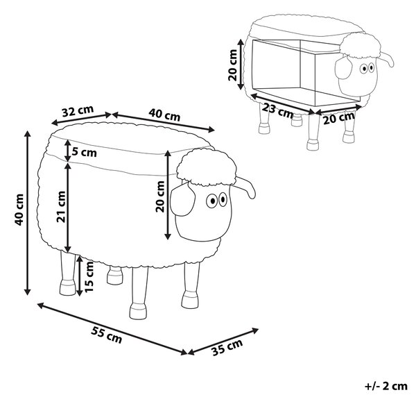 Zvířecí stolička s úložným prostorem SHEEP Tkanina Světle béžová Ovce