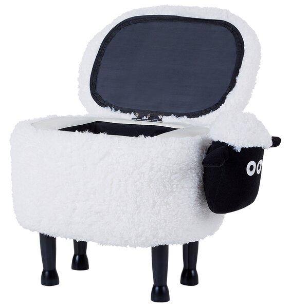 Zvířecí stolička s úložným prostorem SHEEP Tkanina Bílá Ovce
