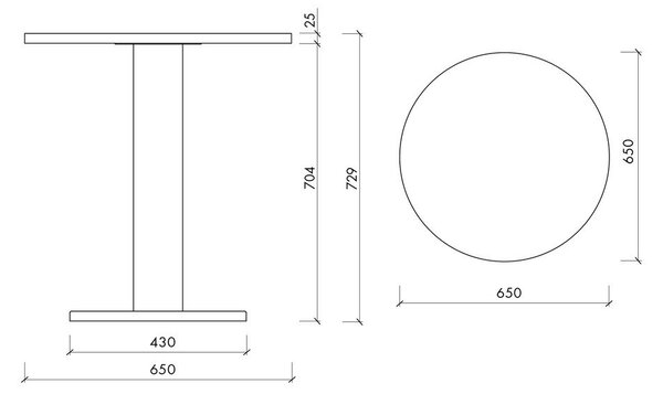 Kulatý jídelní stůl s deskou v dubovém dekoru ø 65 cm Sool – noo.ma