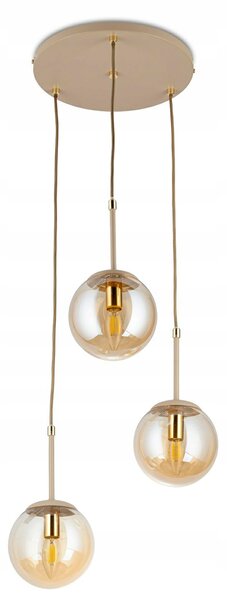 Závěsná lampa Maro béžovo-zlatá Sklo 3xE14 36 cm Moderní taupe