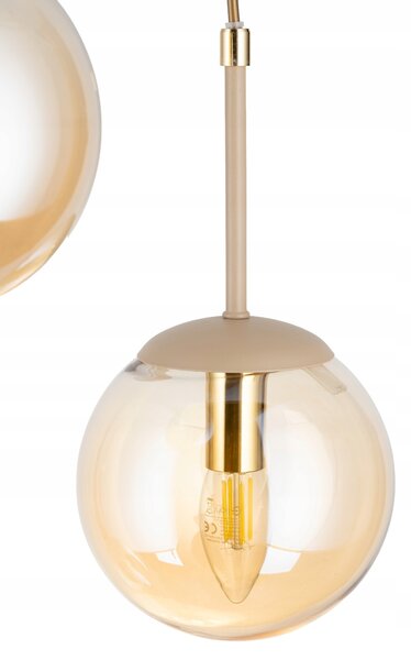 Závěsná lampa Maro béžovo-zlatá Sklo 3xE14 36 cm Moderní taupe