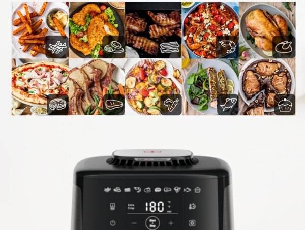 Tefal - Horkovzdušná fritéza 5 l EASY FRY SILENCE COAL 1400-1670W/230V
