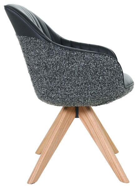 ŽIDLE S PODRUČKAMI, žinylka, vzhled kůže, černá, barvy dubu home24 - Jídelní židle, Online Only