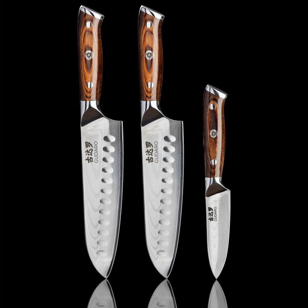 Gudaro - SADA 2xSantoku kuchyňský nůž FENG 7,5"+ 1x Kuchyňský nůž FENG 3,5"