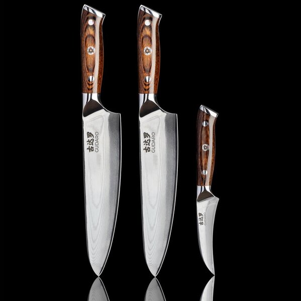 Gudaro - SADA 2x Šéfkuchařský nůž FENG 8"+ 1x Kuchyňský nůž na ovoce FENG 3,5"