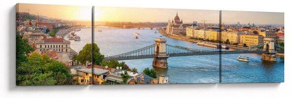 Obraz města Budapešť s řekou (170x50 cm)