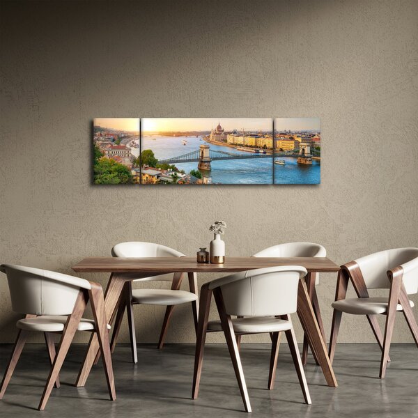 Obraz města Budapešť s řekou (170x50 cm)