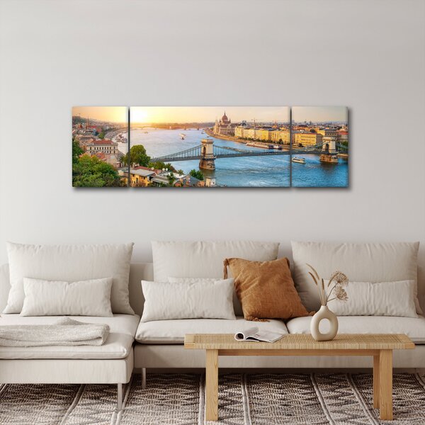 Obraz města Budapešť s řekou (170x50 cm)