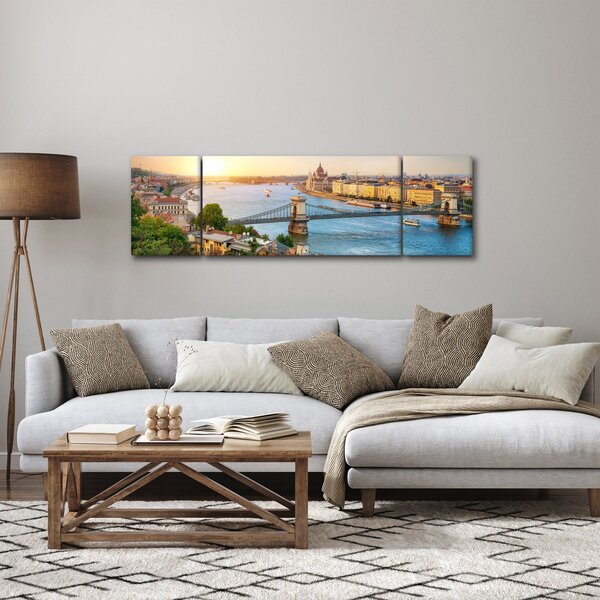 Obraz města Budapešť s řekou (170x50 cm)