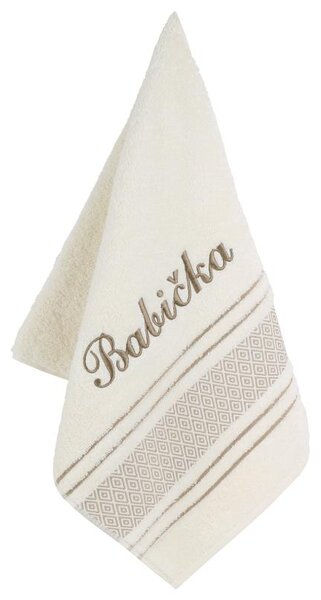 BELLATEX Froté ručník mozaika se jménem BABIČKA krémová Ručník - 50x100 cm