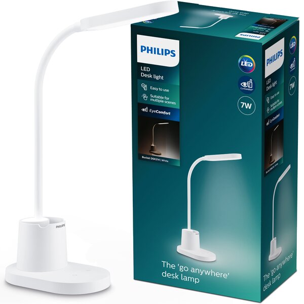 Stolní lampička Philips DSK214 bílá, výkon až 7 W