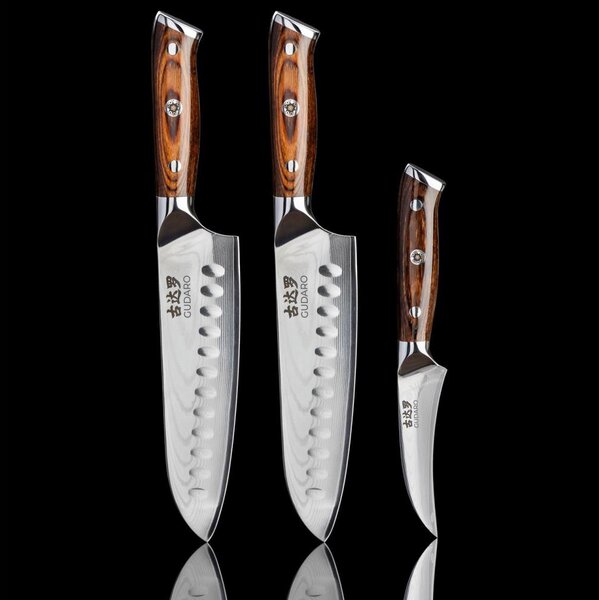 Gudaro-SADA 2x Santoku kuchyň. nůž FENG 7,5"+ 1xKuchyňský nůž na ovoce FENG 3,5"
