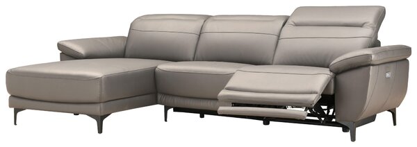 ROHOVÁ SEDAČKA, dřevo, textil, kůže, šedohnědá Xora - Sedací soupravy