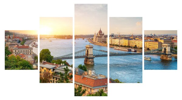 Obraz města Budapešť s řekou (125x70 cm)