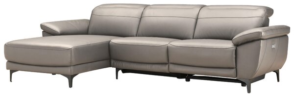 ROHOVÁ SEDAČKA, dřevo, textil, kůže, šedohnědá Xora - Sedací soupravy