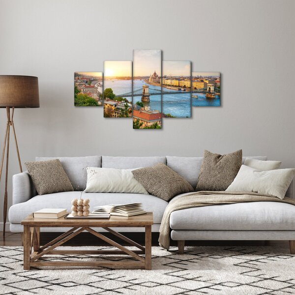 Obraz města Budapešť s řekou (125x70 cm)