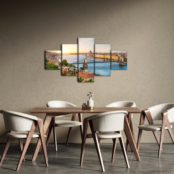 Obraz města Budapešť s řekou (125x70 cm)