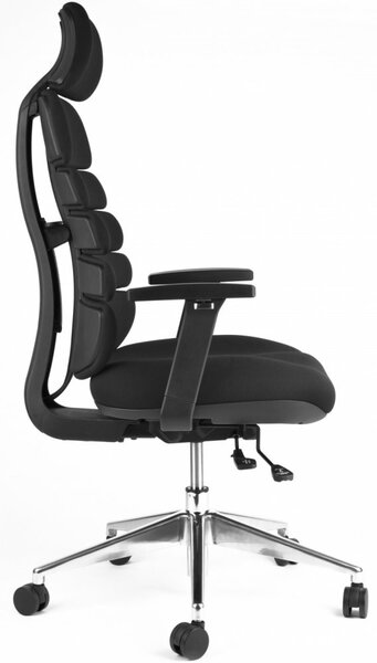 Kancelářská ergonomická židle SPINE s podhlavníkem — látka, nosnost 130 kg Šedá