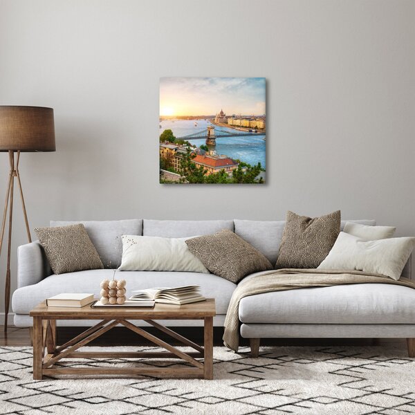 Obraz města Budapešť s řekou (30x30 cm)