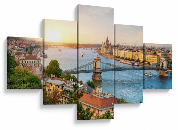 Obraz města Budapešť s řekou (125x70 cm)