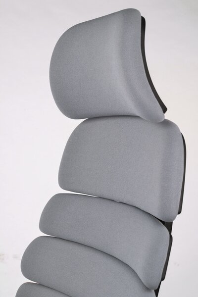 Kancelářská ergonomická židle SPINE s podhlavníkem — látka, nosnost 130 kg Šedá