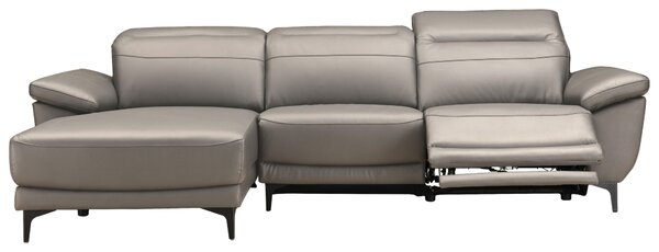 ROHOVÁ SEDAČKA, dřevo, textil, kůže, šedohnědá Xora - Sedací soupravy