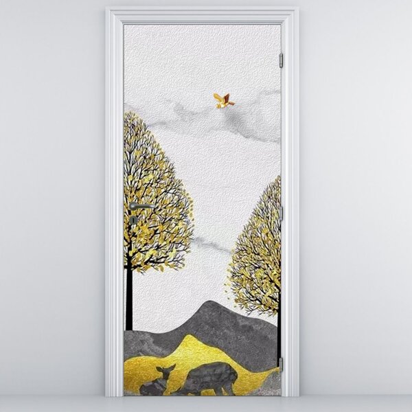Fototapeta na dveře - Malovaní jeleni (95x205cm)