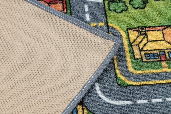 Makro Abra Dětský kusový koberec REBEL ROADS City life 97 Město Uličky protiskluzový šedý Rozměr: 95x200 cm