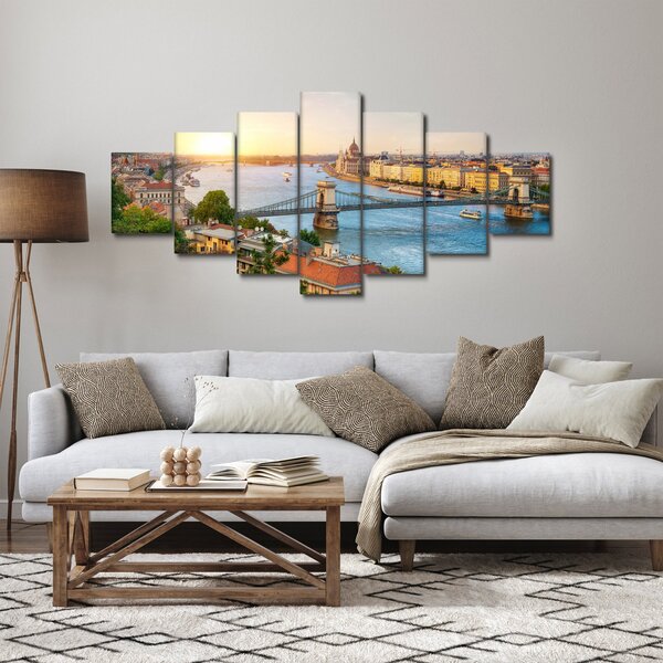 Obraz města Budapešť s řekou (210x100 cm)