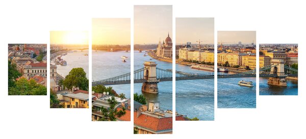 Obraz města Budapešť s řekou (210x100 cm)