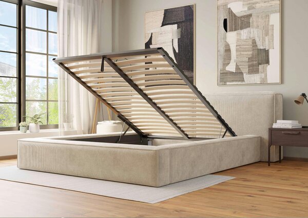 ČALOUNĚNÁ POSTEL, 180/200 cm, béžová Boxxx - Postele s úložným prostorem, Online Only