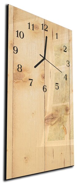 Nástěnné hodiny 30x60cm surové přírodní dřevo - plexi