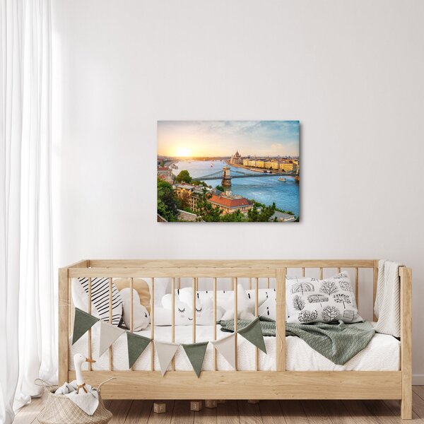 Obraz města Budapešť s řekou (70x50 cm)