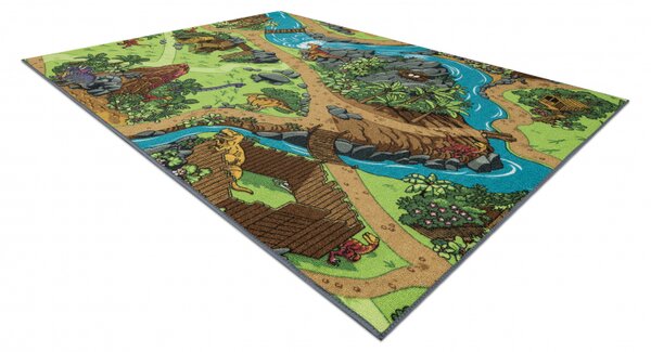 Makro Abra Dětský kusový koberec REBEL ROADS Dino World 29 Dinosauři protiskluzový vícebarevný Rozměr: 95x133 cm