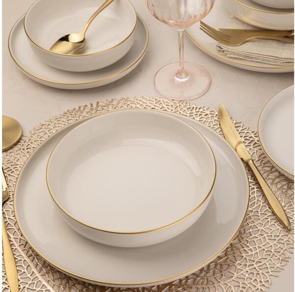 Jídelní sada 8 ks bílá/zlatá/porcelán