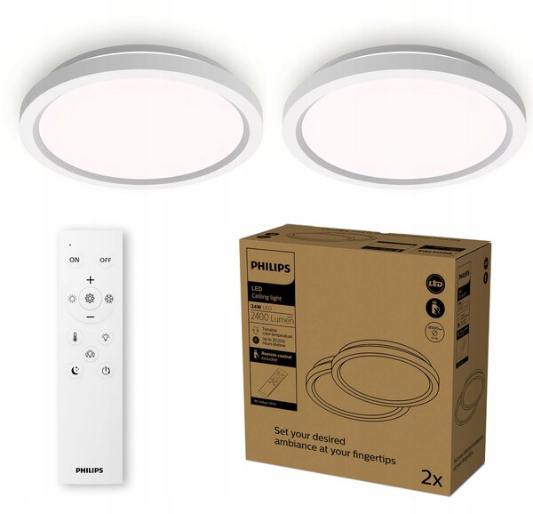 Stropní Svítidlo Stropní Svítidlo LED 24W 4000/6500/2700K CCT Dálkový Ovladač AIO Philips 2 ks