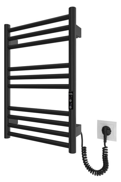 Koupelnový žebříkový radiátor HF GREENWICH 100W/230V 57x43 cm černá pravá kulatý