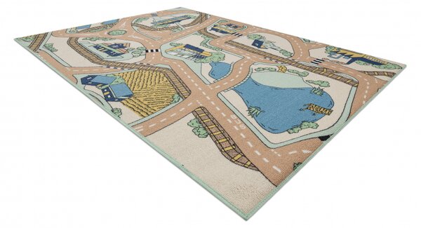 Makro Abra Dětský kusový koberec REBEL ROADS Playtime 32 Město uličky protiskluzový béžový Rozměr: 95x133 cm