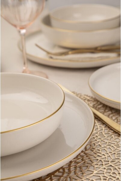 Jídelní sada 8 ks bílá/zlatá/porcelán