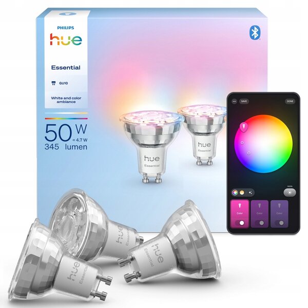Chytrá LED žárovka PHILIPS HUE Essential GU10 4,7 W Bluetooth 3 ks