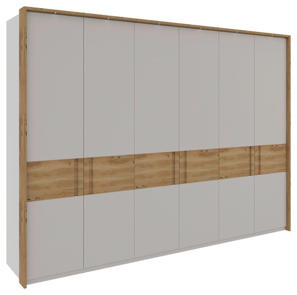 ŠATNÍ SKŘÍŇ S OTOČNÝMI DVEŘMI, dub, barvy dubu, světle šedá, 301,5/222/60 cm Dieter Knoll - Šatní skříně