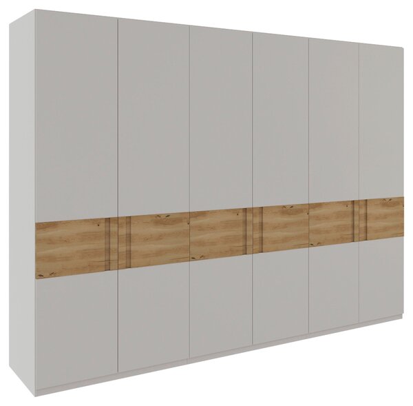 ŠATNÍ SKŘÍŇ S OTOČNÝMI DVEŘMI, dub, barvy dubu, světle šedá, 301,5/222/60 cm Dieter Knoll - Šatní skříně