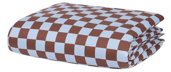 Světle modrý/hnědý povlak na peřinu na jednolůžko z bavlněného saténu 140x200 cm Plu – noo.ma