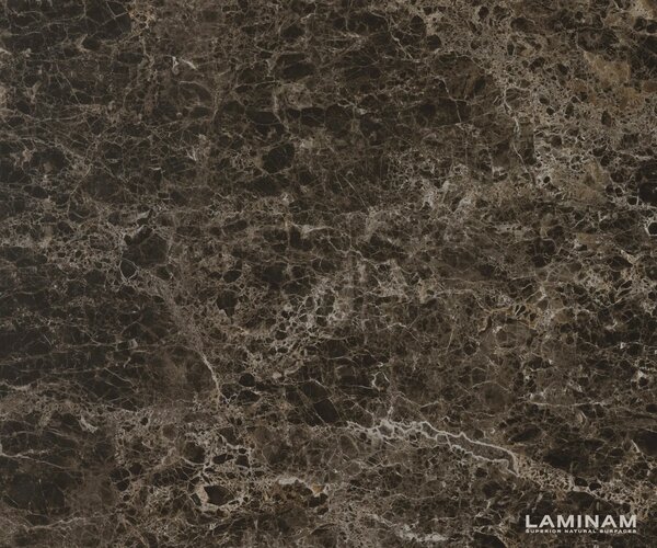 DELIFE Konferenční stolek Edge organický 140x76 cm keramika Laminam® Emperador Extra Lucidato tmavě hnědá Parabi kov černá